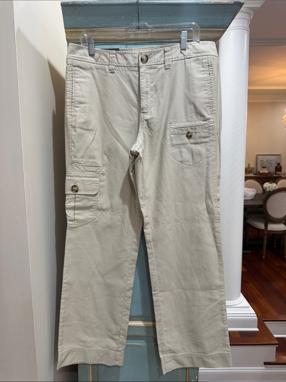 NWT Eddie Bauer Mercer Fit Cargo Pants 14 Beige Khaki Utility Gorpcore Chino